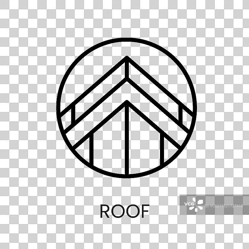 可编辑描边的屋顶线条图标图片素材