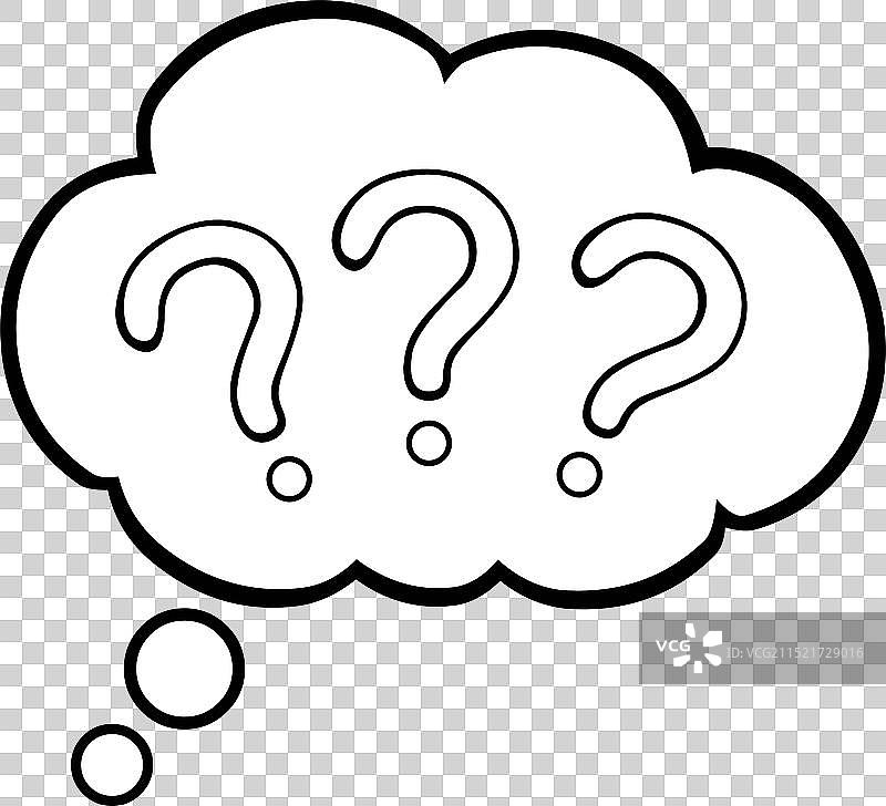 带有问号的思考云图片素材