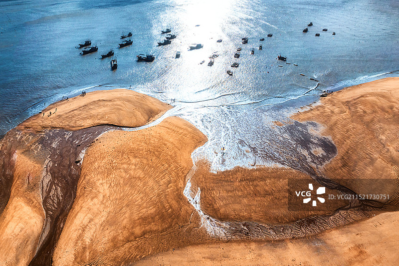 航拍视角画意海滩--福建宁德霞浦三沙镇东壁村图片素材