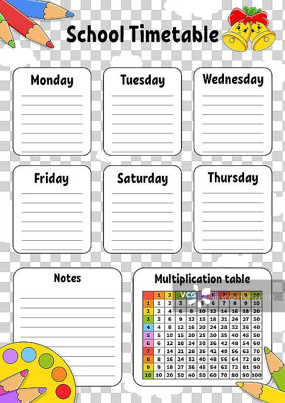 儿童教育课程表图片素材