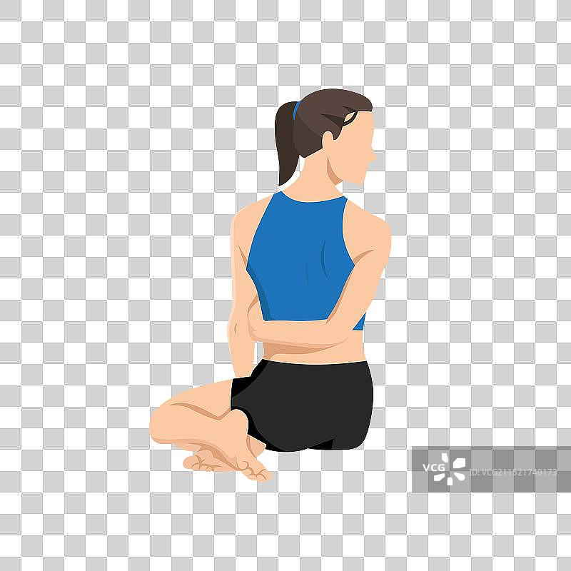 女人做圣人姿势梵文或Bharadvajasana图片素材