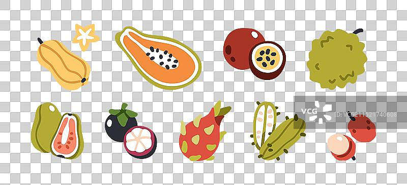 木瓜、百香果和番石榴图片素材