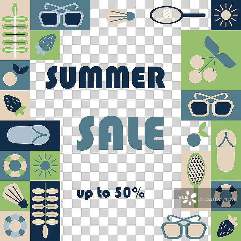 几何风格夏季促销方形banner图片素材