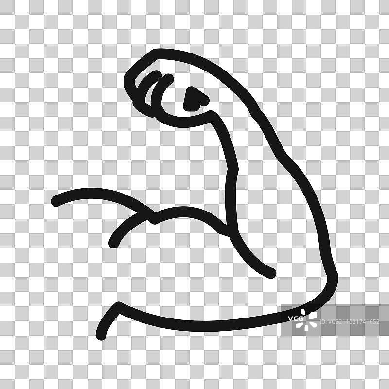 二头肌图标黑色线条艺术图片素材