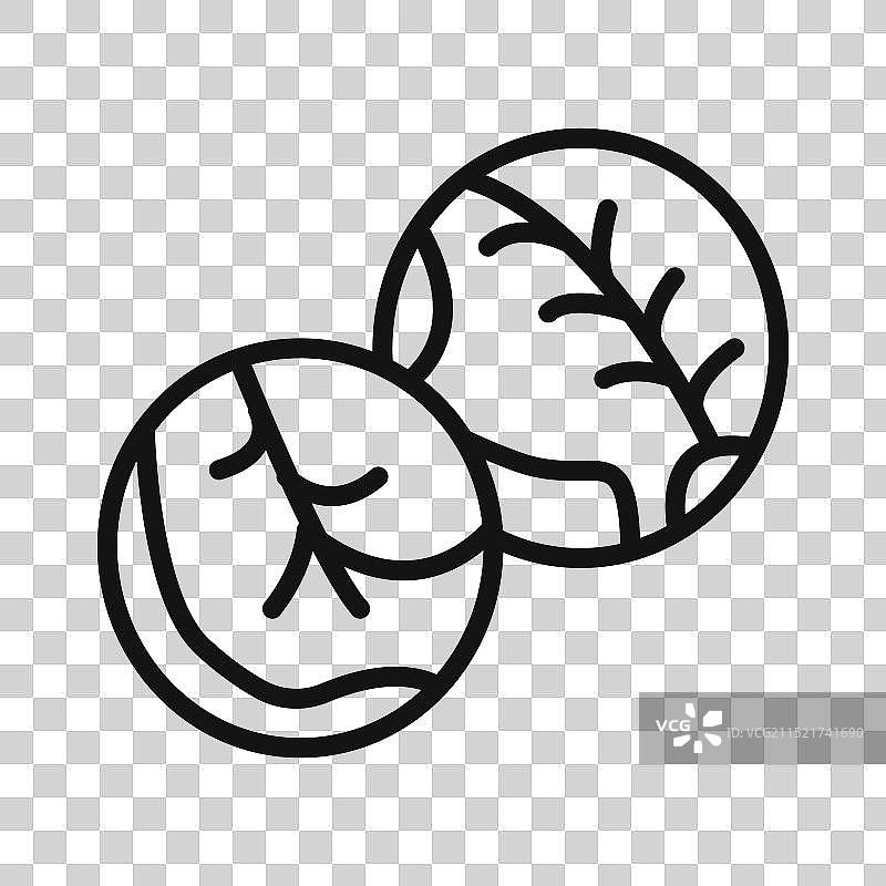 球芽甘蓝图标黑色线条艺术图片素材