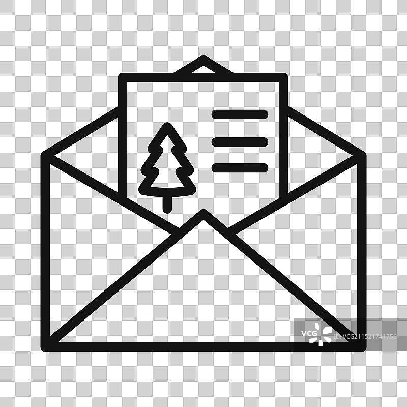 圣诞节邀请卡图标黑色线条艺术图片素材