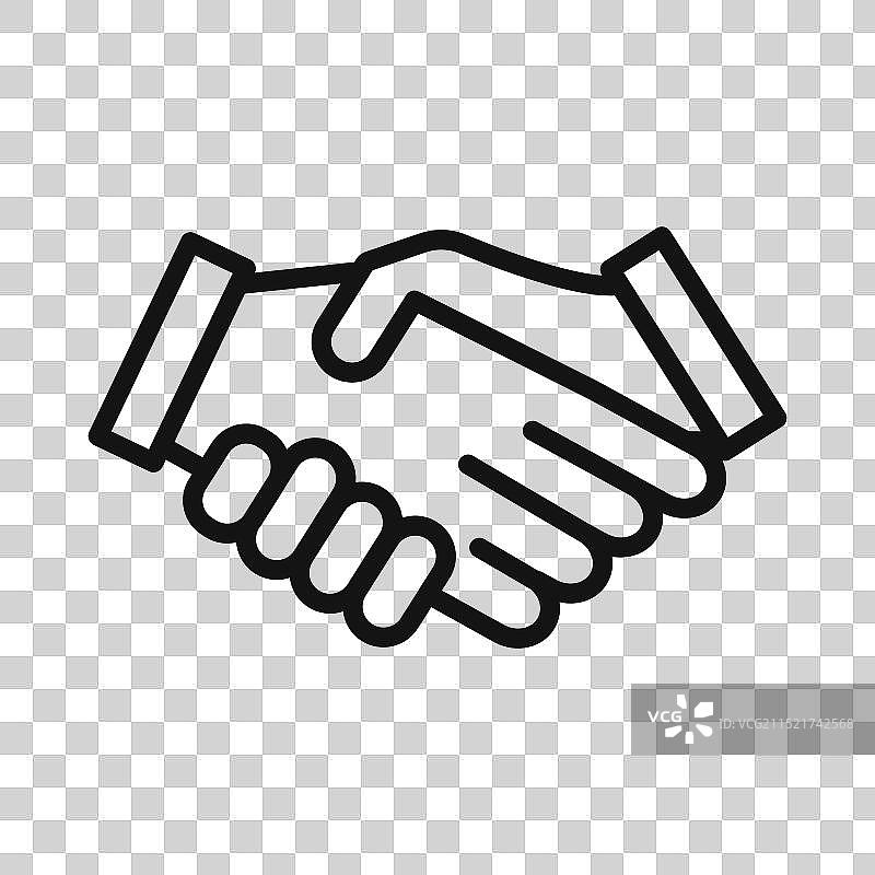 黑色线条握手图标图片素材