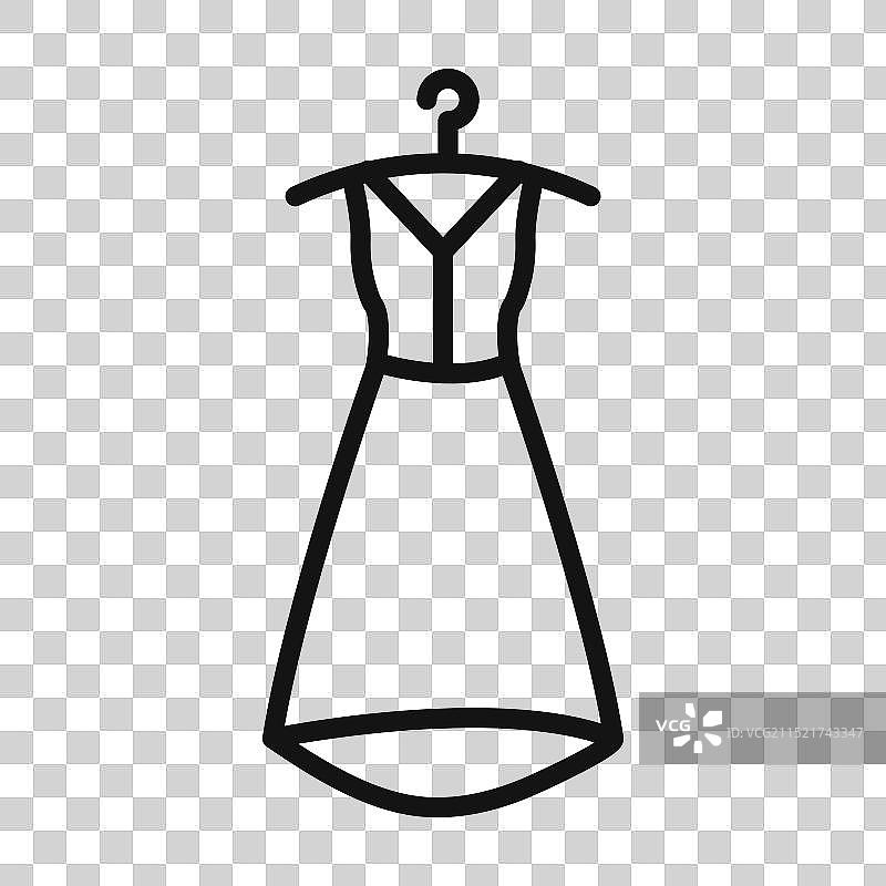 派对时尚连衣裙图标黑色线条艺术图片素材