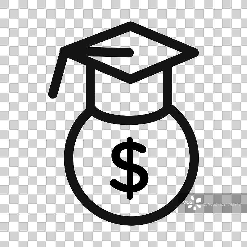 黑色线条艺术风格的资金支持学生图标图片素材