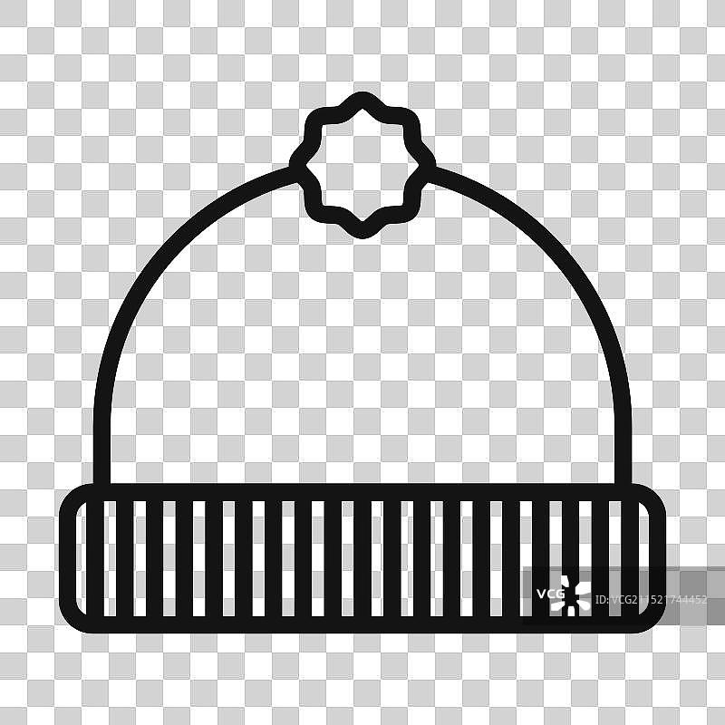 冬季帽子图标黑色线条艺术图片素材