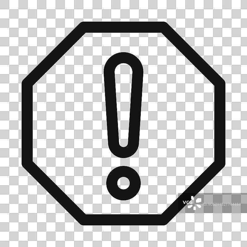 警告垃圾邮件八边形图标黑色线条艺术图片素材