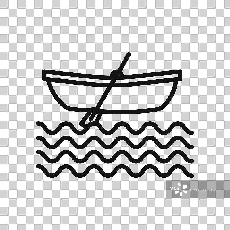 皮划艇图标黑色线条艺术图片素材