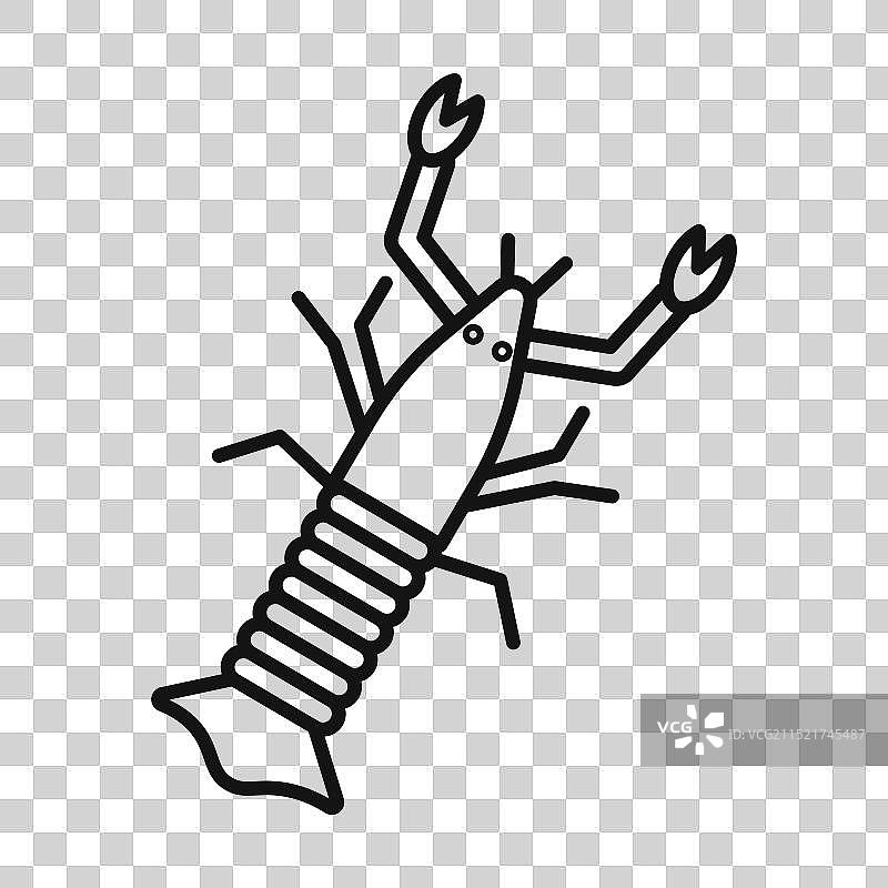 龙虾图标黑色线条艺术图片素材