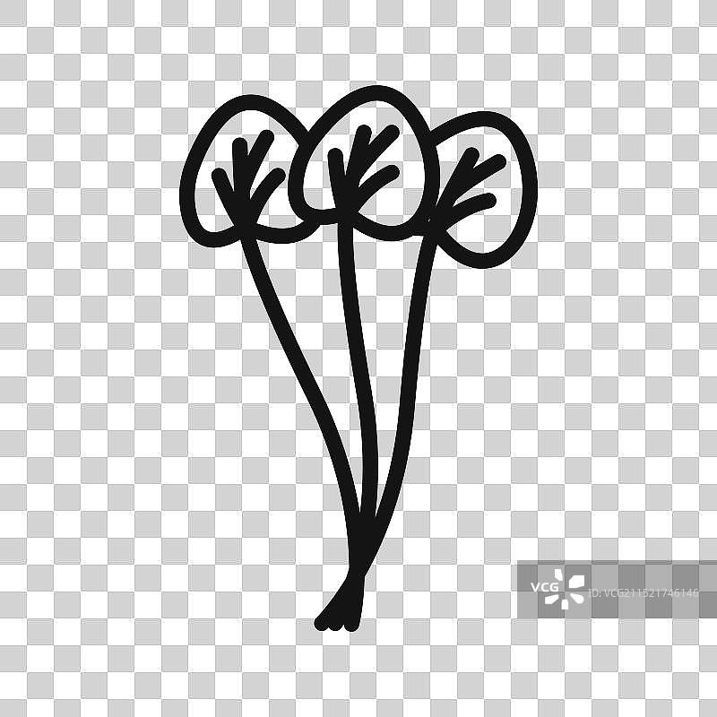 豆瓣菜蔬菜黑色线条图标图片素材