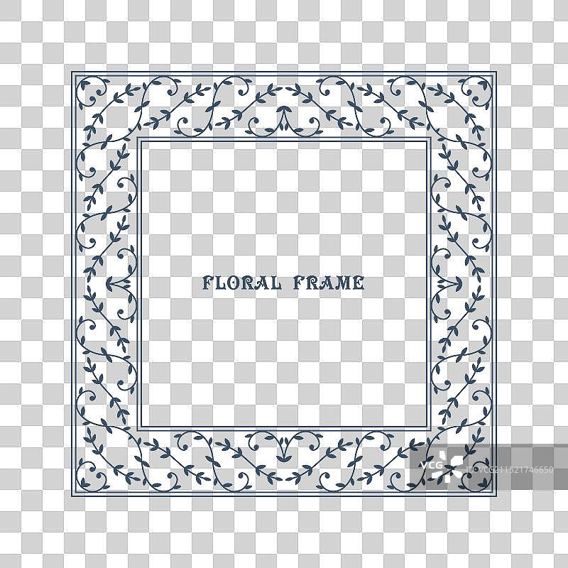 复古几何花卉装饰画框图片素材