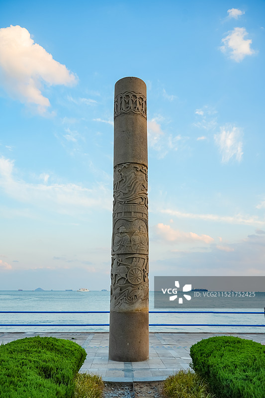 山东青岛海滨风光 东海路花岗岩石柱图片素材