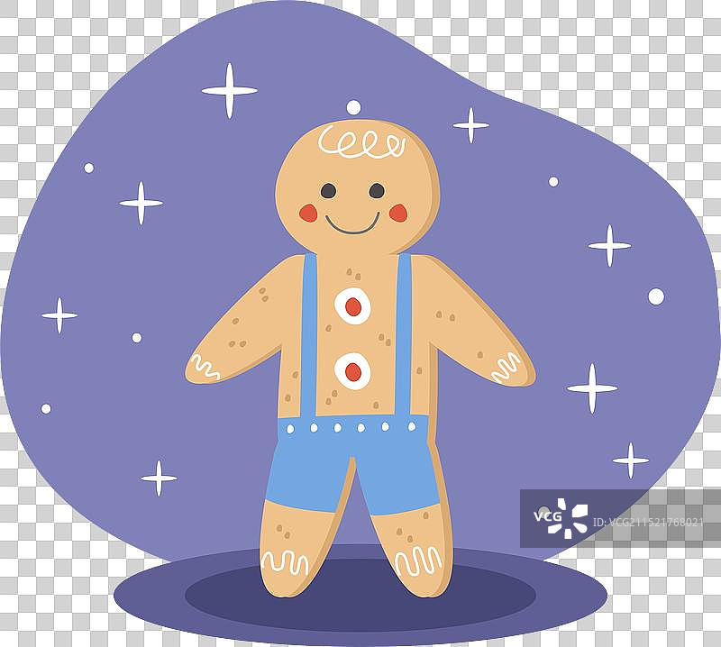 可爱的姜饼人蓝色微笑图片素材