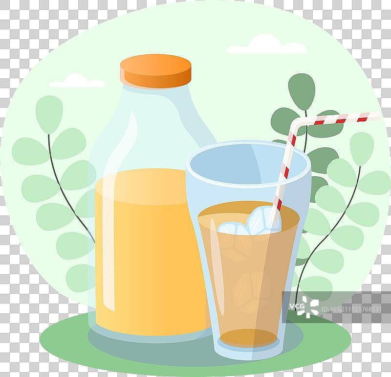 玻璃瓶装鲜橙汁图片素材