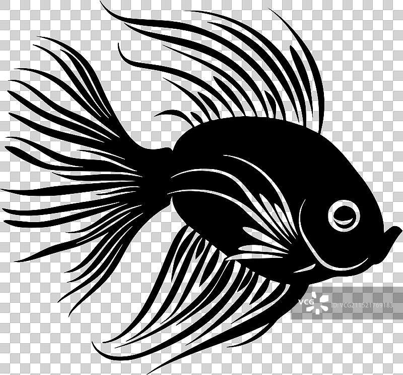 极简扁平风格的天使鱼标志图片素材