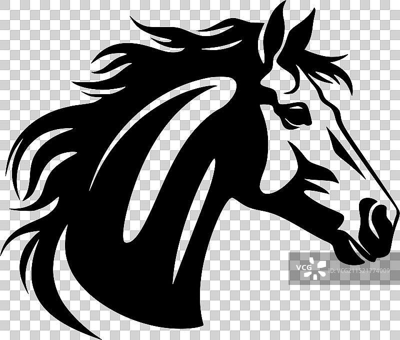 黑白马匹隔离图标图片素材