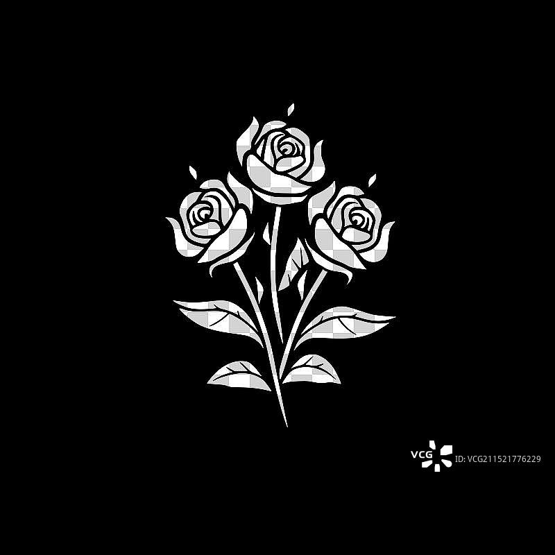 高品质玫瑰Logo，适用于T恤图片素材