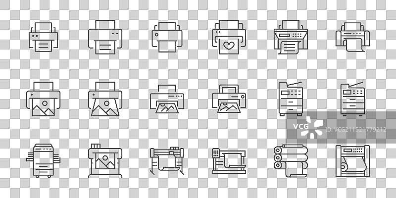 大幅面打印机线形图标集图片素材