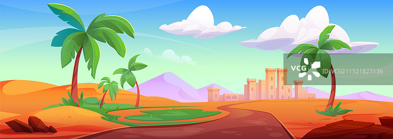 卡通阿拉伯沙漠景观图片素材