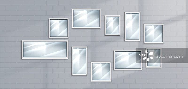 白色砖墙上的相框图片素材