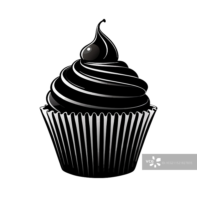 带有樱桃剪影的纸杯蛋糕图标图片素材