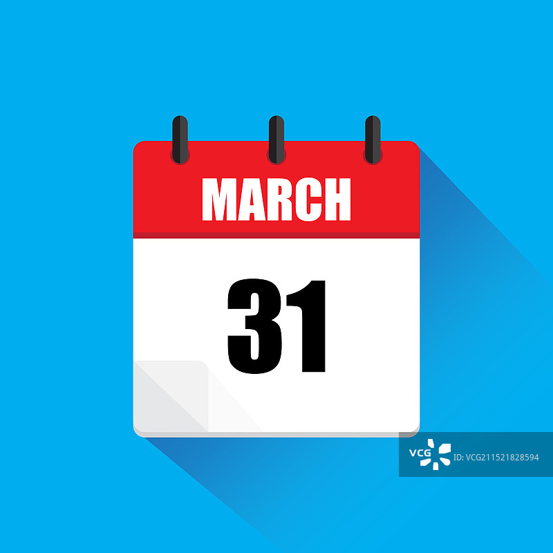 红、白、蓝背景的3月31日日历图片素材