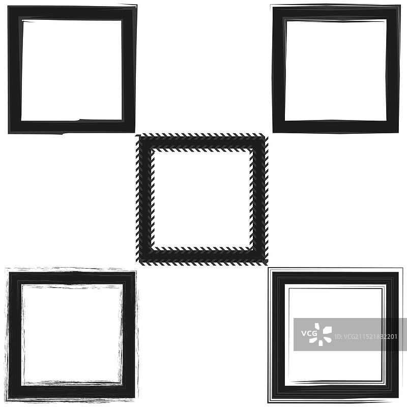 手绘方形边框黑色设计图片素材
