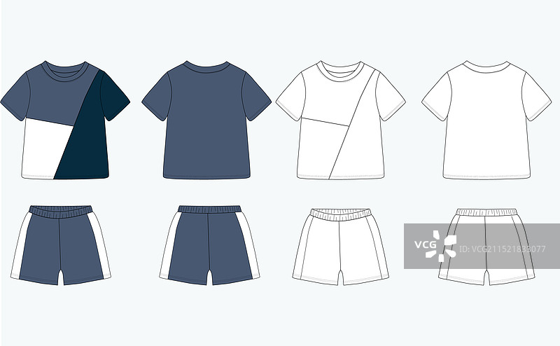 儿童T恤短裤的婴儿素描图片素材