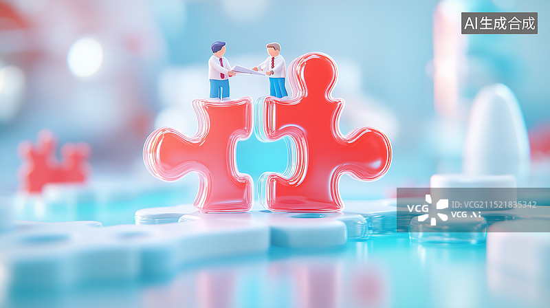 【AI数字艺术】商务拼图插图图片素材