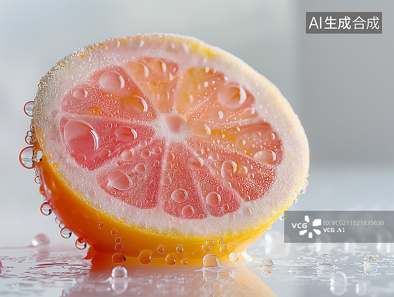 【AI数字艺术】洒满水珠的新鲜水果柚子图片素材
