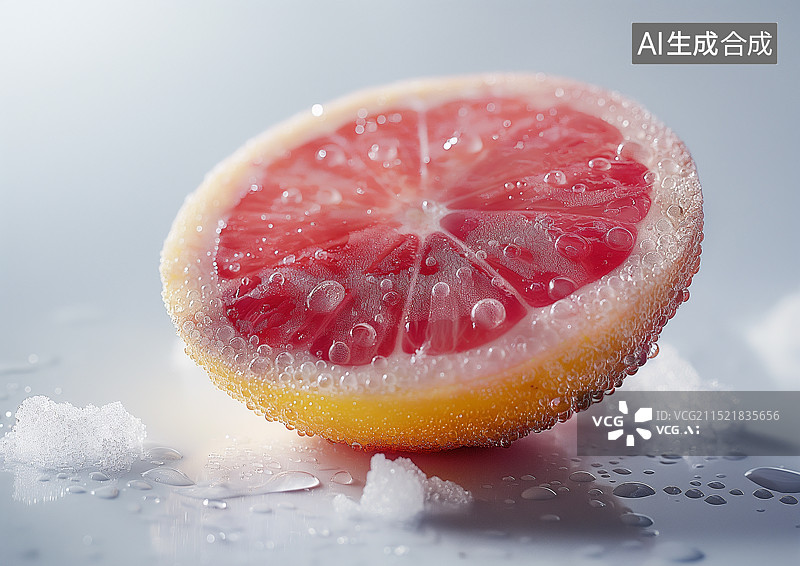 【AI数字艺术】洒满水珠的新鲜水果柚子图片素材