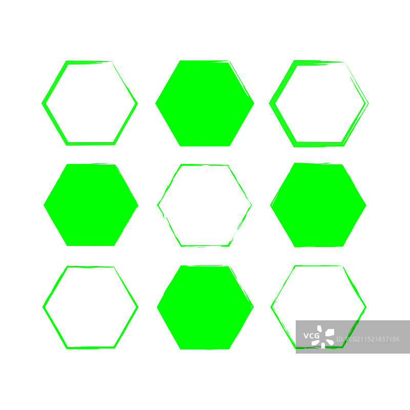 绿色六边形彩色笔刷艺术笔触图片素材