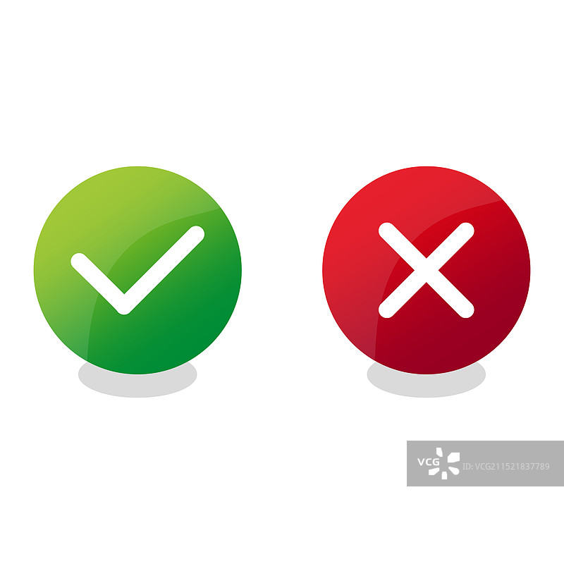 3D复选标记交叉按钮图片素材