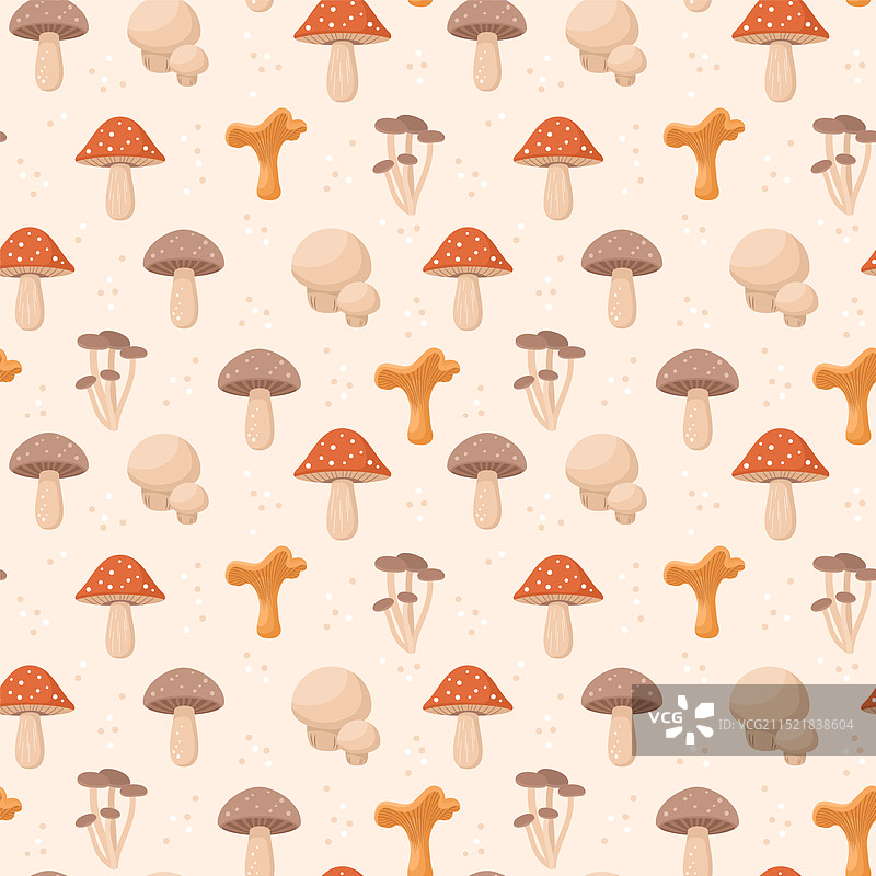 森林蘑菇无缝图案图片素材