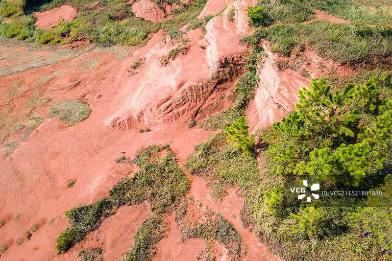 航拍安徽滁州定远大横山丹霞地貌风光图片素材