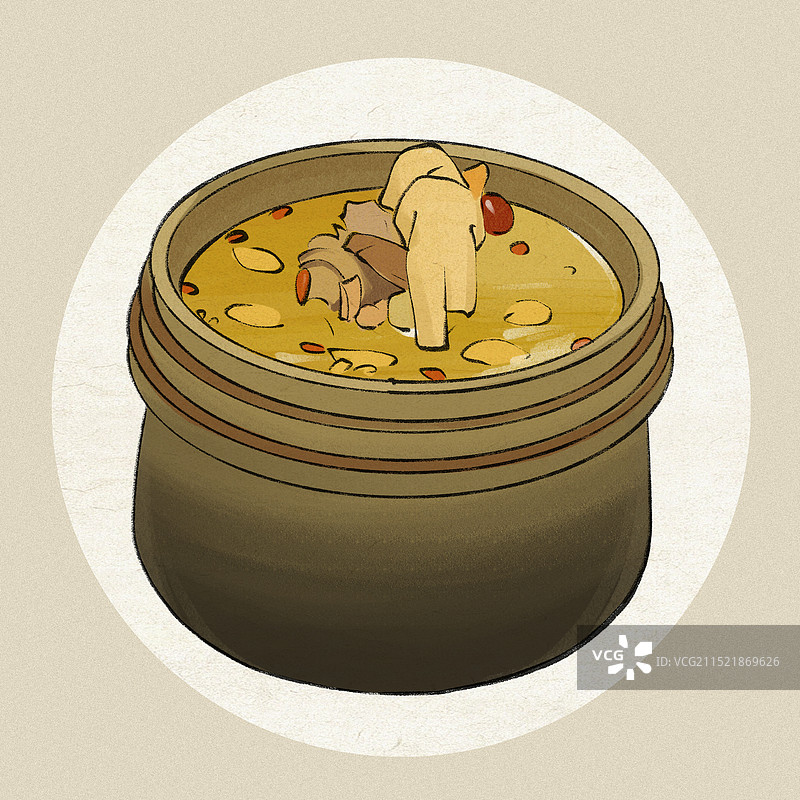 鲁朗石锅鸡-西藏特色美食土特产小吃插画图片素材