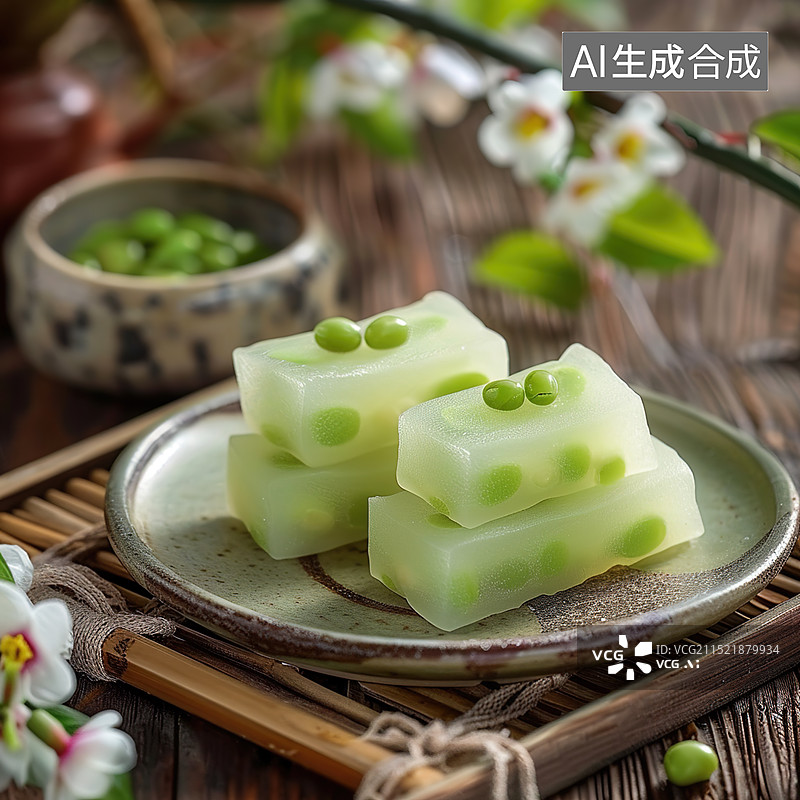 【AI数字艺术】点心 绿豆糕 黄豆糕图片素材