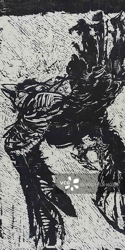 木刻《高歌系列之七》图片素材