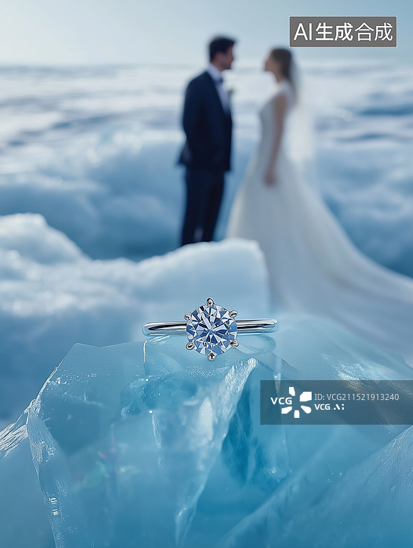 【AI数字艺术】结婚钻石戒指和情侣微距摄影图片素材