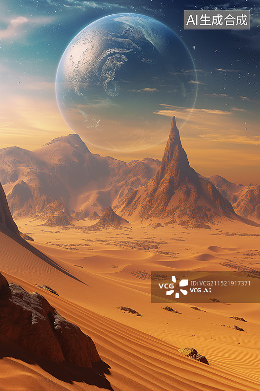 【AI数字艺术】火星上的地球图片素材