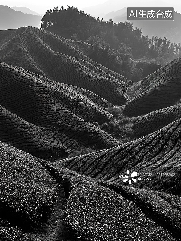 【AI数字艺术】田地 梯田 茶田图片素材