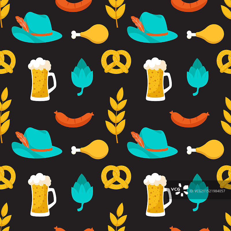 节日主题的啤酒节无缝图案设计图片素材