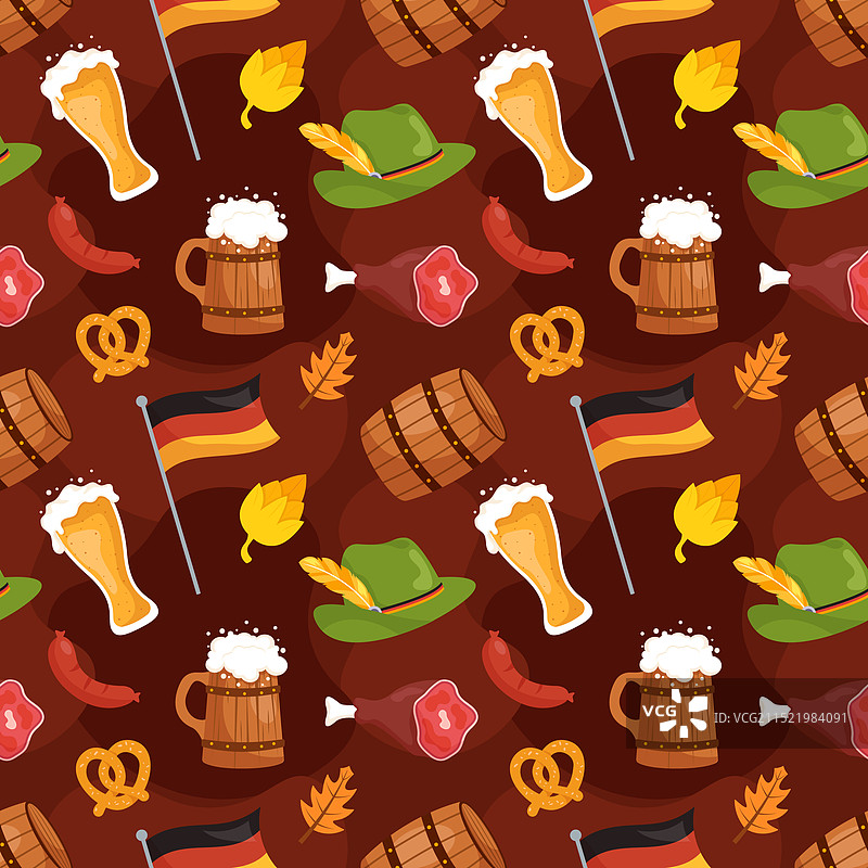 节日主题的啤酒节无缝图案设计图片素材