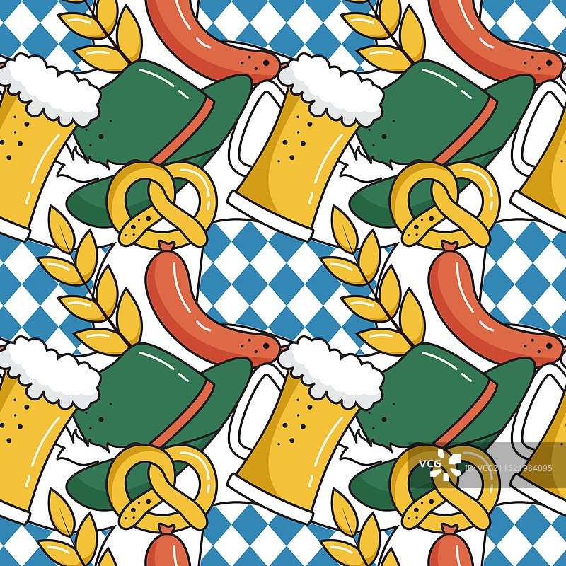 节日主题的啤酒节无缝图案设计图片素材