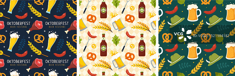 节日主题的啤酒节无缝图案设计图片素材