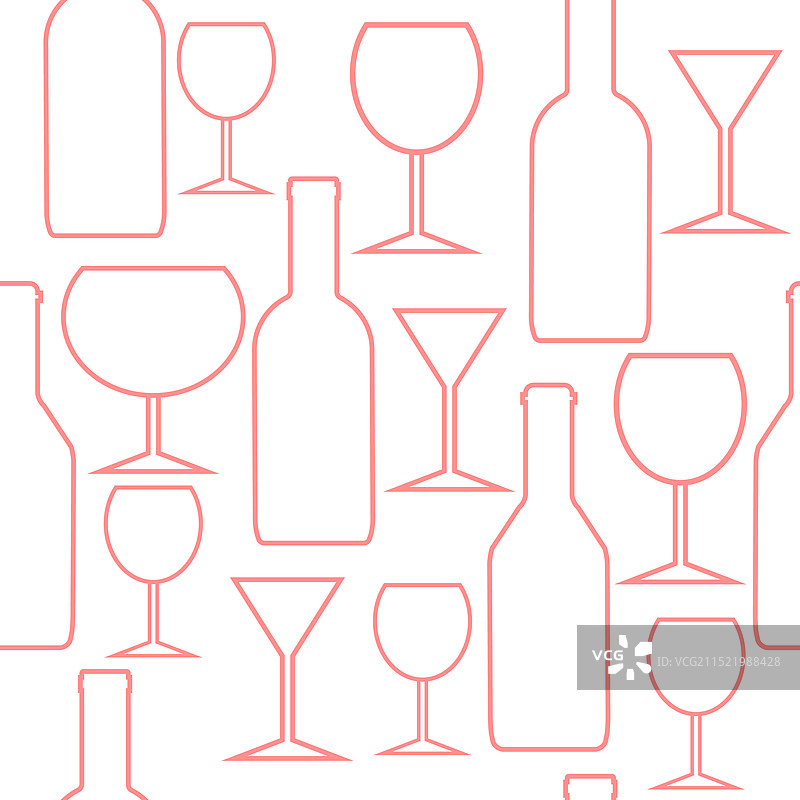 瓶子和玻璃杯无缝图案图片素材